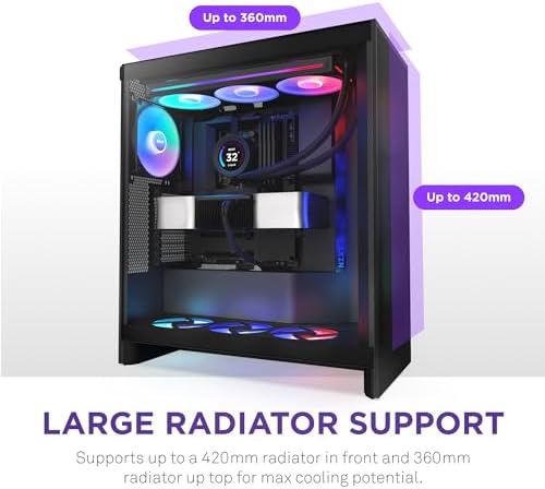 NZXT H7 Flow RGB Mid Tower ATX Airflow Case with RGB Fans
