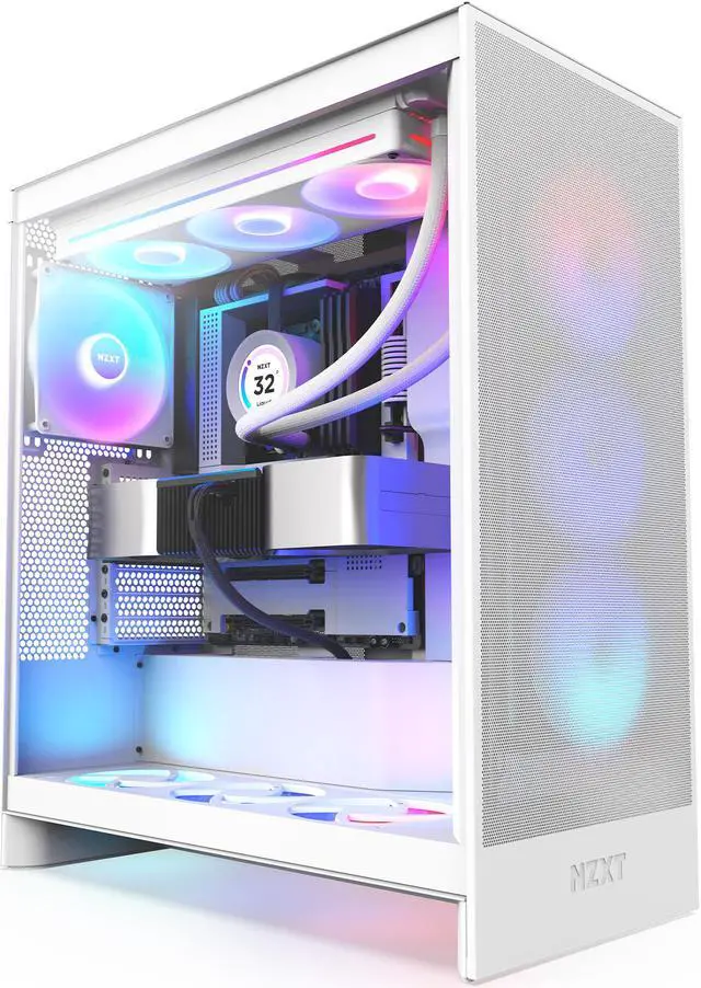 NZXT H7 Flow RGB  2024  Mid Tower Case   All White CM H72FW R1