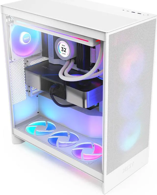 NZXT H7 Flow RGB  2024  Mid Tower Case   All White CM H72FW R1