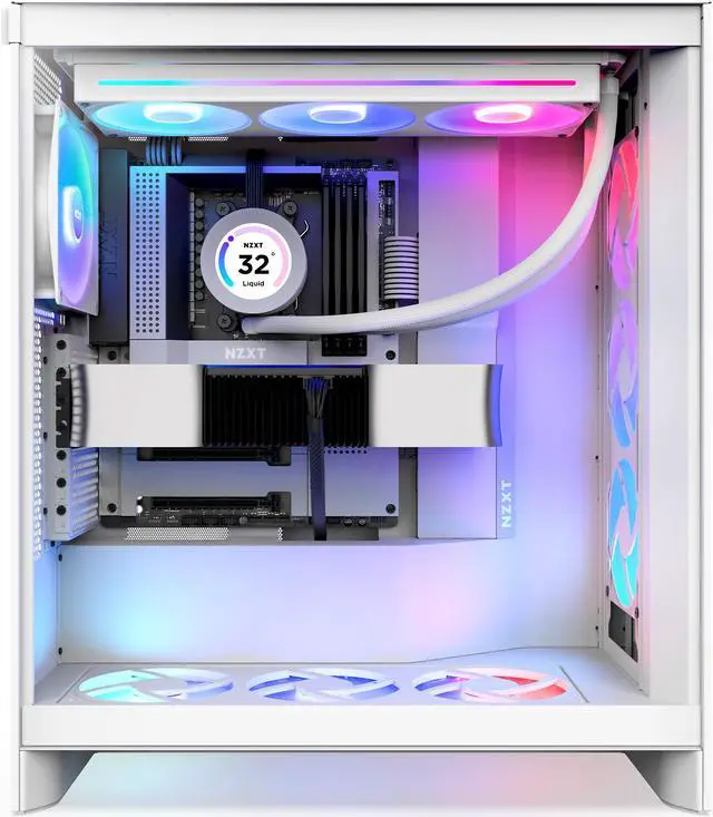 NZXT H7 Flow RGB  2024  Mid Tower Case   All White CM H72FW R1