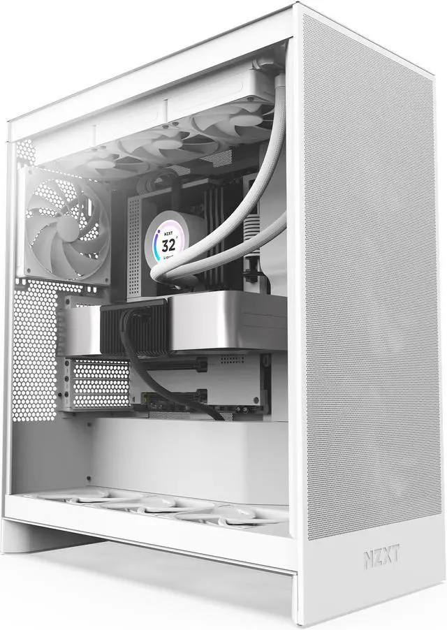 NZXT H7 Flow  2024  Mid Tower Case   All White CM H72FW 01