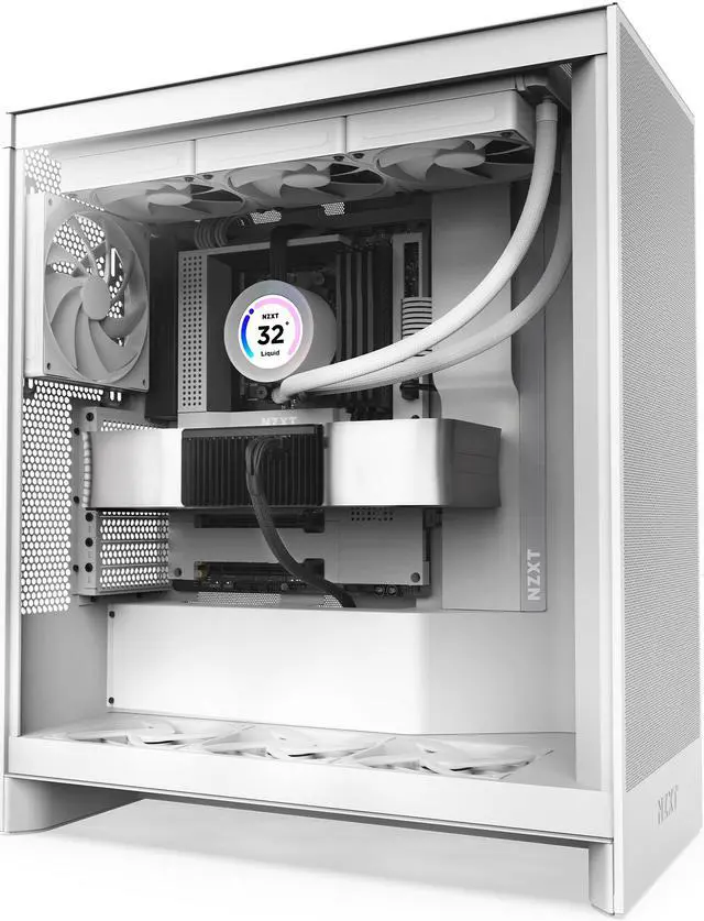 NZXT H7 Flow  2024  Mid Tower Case   All White CM H72FW 01