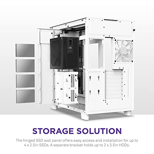 NZXT H9 Flow Dual Chamber ATX Mid Tower PC Gaming Case   High Airflow Perforated Top Panel   Tempered Glass Front & Side Panels   360mm Radiator Support   Cable Management   White