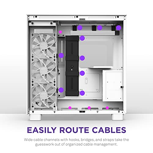 NZXT H9 Flow Dual Chamber ATX Mid Tower PC Gaming Case   High Airflow Perforated Top Panel   Tempered Glass Front & Side Panels   360mm Radiator Support   Cable Management   White