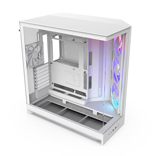 NZXT H9 Flow RGB  2025    Large Dual Chamber ATX Mid Tower Airflow PC Case   Includes 1 x 420mm RGB Fan Unit & 1 x 120mm Fan   420mm Radiator Support   Tempered Glass   Back Connect Ready   White