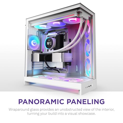 NZXT H9 Flow RGB  2025    Large Dual Chamber ATX Mid Tower Airflow PC Case   Includes 1 x 420mm RGB Fan Unit & 1 x 120mm Fan   420mm Radiator Support   Tempered Glass   Back Connect Ready   White