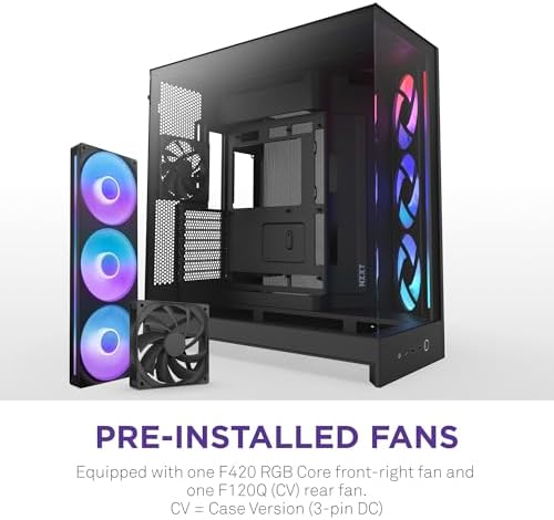 NZXT H9 Flow RGB  2025    Large Dual Chamber ATX Mid Tower Airflow PC Case   Includes 1 x 420mm RGB Fan Unit & 1 x 120mm Fan   420mm Radiator Support   Tempered Glass   Back Connect Ready   Black