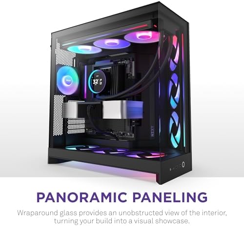 NZXT H9 Flow RGB  2025    Large Dual Chamber ATX Mid Tower Airflow PC Case   Includes 1 x 420mm RGB Fan Unit & 1 x 120mm Fan   420mm Radiator Support   Tempered Glass   Back Connect Ready   Black