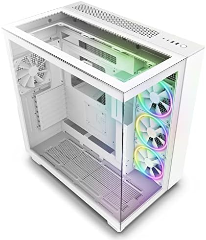 NZXT H9 Flow RGB   2025    Large Dual Chamber ATX Mid Tower Airflow PC Case   Includes 7 RGB Fans  6 x 140mm  1 x 120mm  & Control Hub   420mm Radiator Support   Back Connect Ready   Black
