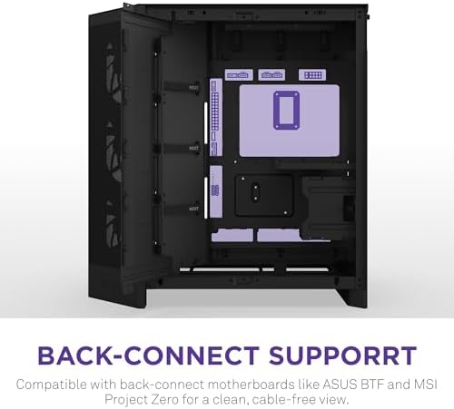 NZXT H9 Flow RGB   2025    Large Dual Chamber ATX Mid Tower Airflow PC Case   Includes 7 RGB Fans  6 x 140mm  1 x 120mm  & Control Hub   420mm Radiator Support   Back Connect Ready   Black