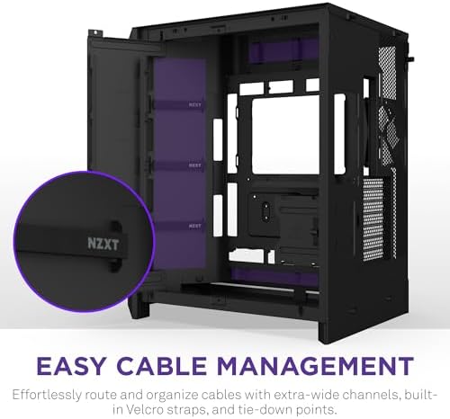 NZXT H9 Flow RGB   2025    Large Dual Chamber ATX Mid Tower Airflow PC Case   Includes 7 RGB Fans  6 x 140mm  1 x 120mm  & Control Hub   420mm Radiator Support   Back Connect Ready   Black