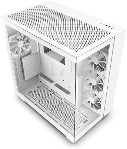 NZXT H9 Flow RGB   2025    Large Dual Chamber ATX Mid Tower Airflow PC Case   Includes 7 RGB Fans  6 x 140mm  1 x 120mm  & Control Hub   420mm Radiator Support   Back Connect Ready   Black