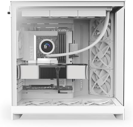 NZXT H9 Flow  2025    Large Dual Chamber ATX Mid Tower Airflow PC Case   Includes 3 x 140mm & 1 x 120mm Fans   420mm Radiator Support   Tempered Glass   Back Connect Ready   White