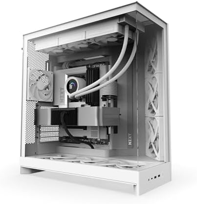 NZXT H9 Flow  2025    Large Dual Chamber ATX Mid Tower Airflow PC Case   Includes 3 x 140mm & 1 x 120mm Fans   420mm Radiator Support   Tempered Glass   Back Connect Ready   White