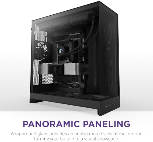 NZXT H9 Flow  2025    Large Dual Chamber ATX Mid Tower Airflow PC Case   Includes 3 x 140mm & 1 x 120mm Fans   420mm Radiator Support   Tempered Glass   Back Connect Ready   Black
