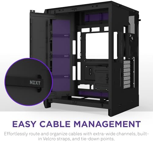 NZXT H9 Flow  2025    Large Dual Chamber ATX Mid Tower Airflow PC Case   Includes 3 x 140mm & 1 x 120mm Fans   420mm Radiator Support   Tempered Glass   Back Connect Ready   Black