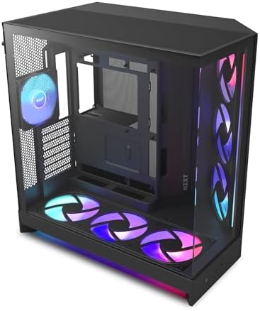 NZXT H9 Flow  2025    Large Dual Chamber ATX Mid Tower Airflow PC Case   Includes 3 x 140mm & 1 x 120mm Fans   420mm Radiator Support   Tempered Glass   Back Connect Ready   Black