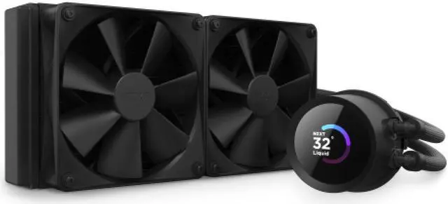 NZXT Kraken 240mm   RL KN240 B1   AIO CPU Liquid Cooler   LCD Display   2 x F120P Static Pressure Fan Radiator Fans LGA 1851/1700 / AM5 Compatible