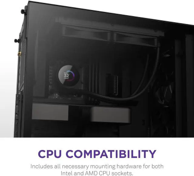 NZXT Kraken 240mm   RL KN240 B1   AIO CPU Liquid Cooler   LCD Display   2 x F120P Static Pressure Fan Radiator Fans LGA 1851/1700 / AM5 Compatible
