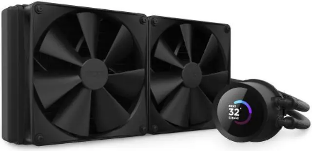 NZXT Kraken 280 mm - RL-KN280-B1 - Refrigerador líquido para CPU AIO - Pantalla LCD - 2 ventiladores de radiador de presión estática F140P, compatible con Intel LGA 1851/1700 y AMD AM5