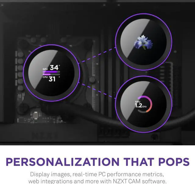 NZXT Kraken 280 mm - RL-KN280-B1 - Refrigerador líquido para CPU AIO - Pantalla LCD - 2 ventiladores de radiador de presión estática F140P, compatible con Intel LGA 1851/1700 y AMD AM5