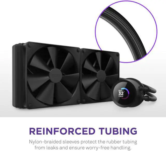 NZXT Kraken 280 mm - RL-KN280-B1 - Refrigerador líquido para CPU AIO - Pantalla LCD - 2 ventiladores de radiador de presión estática F140P, compatible con Intel LGA 1851/1700 y AMD AM5