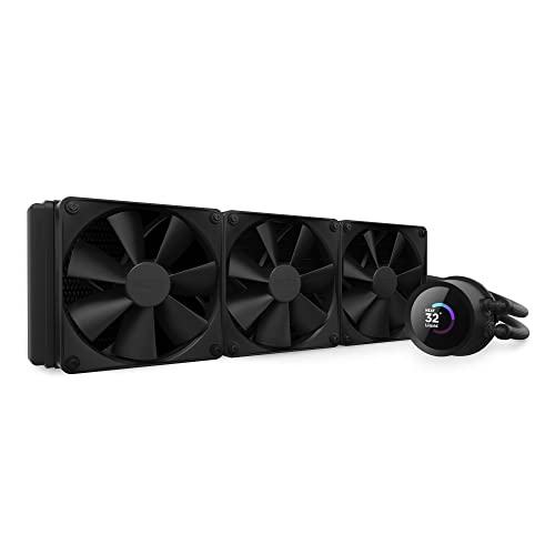 NZXT Kraken 360   RL KN360 B1 360mm AIO CPU Liquid Cooler   Customizable 1 54 Square LCD Display for Images  Performance Metrics and More   High Performance Pump   3 x F120P Fans   Black