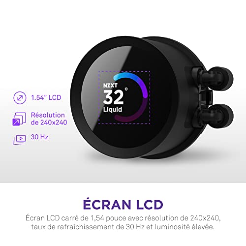 NZXT Kraken 360   RL KN360 B1 360mm AIO CPU Liquid Cooler   Customizable 1 54 Square LCD Display for Images  Performance Metrics and More   High Performance Pump   3 x F120P Fans   Black