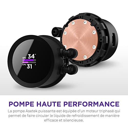 NZXT Kraken 360   RL KN360 B1 360mm AIO CPU Liquid Cooler   Customizable 1 54 Square LCD Display for Images  Performance Metrics and More   High Performance Pump   3 x F120P Fans   Black