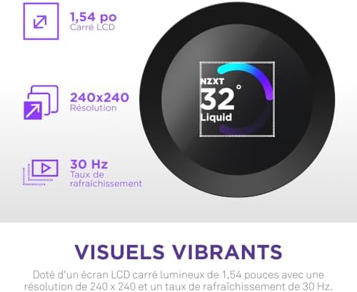 NZXT Kraken Plus 240   AIO CPU Liquid Cooler   240mm Radiator   2 x F120P Fans   Customizable 1 54 Square LCD   AMD  AM5  AM4   Intel  LGA 1851/1700  1200/115X   Black