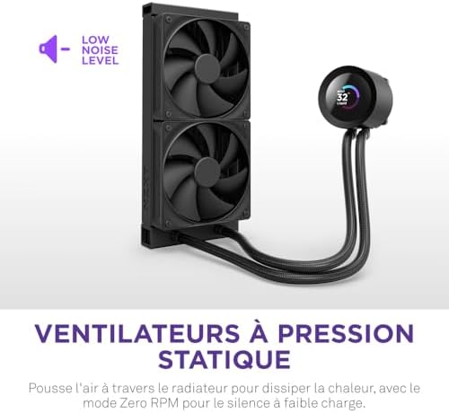 NZXT Kraken Plus 240   AIO CPU Liquid Cooler   240mm Radiator   2 x F120P Fans   Customizable 1 54 Square LCD   AMD  AM5  AM4   Intel  LGA 1851/1700  1200/115X   Black