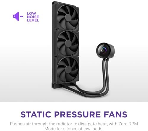 NZXT Kraken Plus 360   AIO CPU Liquid Cooler   360mm Radiator   3 x F120P Fans   Customizable 1 54 Square LCD   AMD  AM5  AM4   Intel  LGA 1851/1700  1200/115X   Black