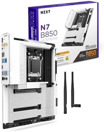 NZXT N7 B850   AMD B850 AM5 ATX Gaming Motherboard for Ryzen 9000/8000/7000 16 2 1  DDR5  3X M 2  PCIe 5 0  Wi Fi 6E  2 5GbE LAN   M 2 NVME with Quick Release Latch   Full Cover   Black