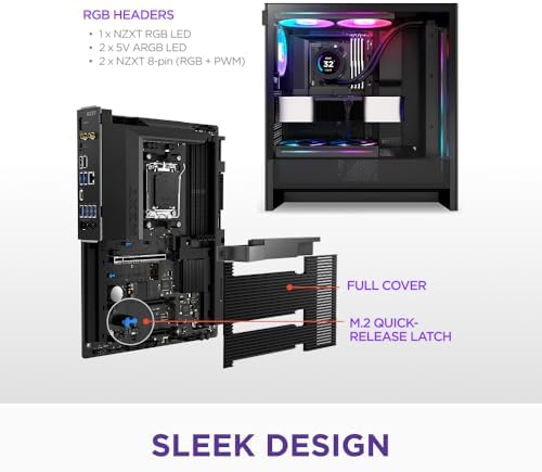 NZXT N7 B850   AMD B850 AM5 ATX Gaming Motherboard for Ryzen 9000/8000/7000 16 2 1  DDR5  3X M 2  PCIe 5 0  Wi Fi 6E  2 5GbE LAN   M 2 NVME with Quick Release Latch   Full Cover   Black