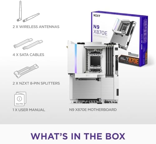 NZXT N9 X870E   AMD X870E AM5 ATX Gaming Motherboard for Ryzen 9000/8000/7000 20 2 1  DDR5  4X M 2  PCIe 5 0  Wi Fi 7  5GbE  USB 4   M 2 Quick Release Latches  Full Metal Cover  White PCB