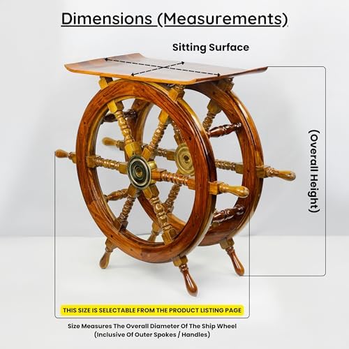 Nagina International Wooden Hand Crafted Ship Wheel Table Home Decor  24 Inches 