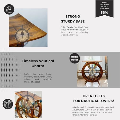 Nagina International Wooden Hand Crafted Ship Wheel Table Home Decor  24 Inches 