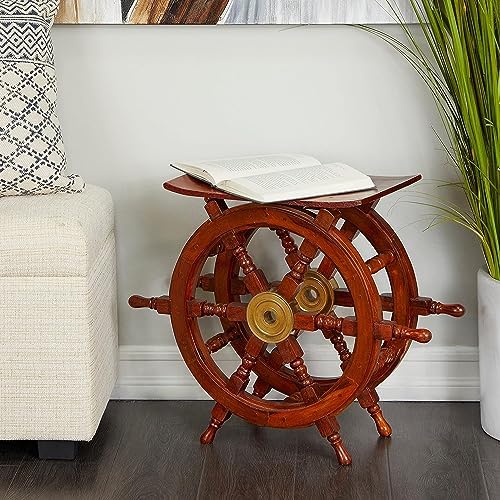 Nagina International Wooden Hand Crafted Ship Wheel Table Home Decor  24 Inches 