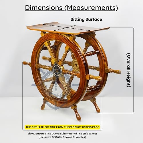Nagina International Wooden Hand Crafted Ship Wheel Table Home Decor  24 Inches 