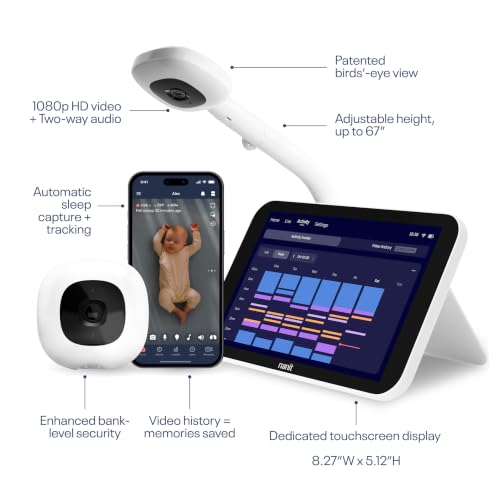 Nanit Smart Baby Monitor System with Floor Stand & 8 Display Screen   Crystal Clear Video  Real Time Notifications  Sleep Insights   Baby Must Have for Parents