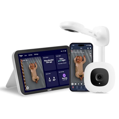 Nanit Smart Baby Monitor System with Floor Stand & 8 Display Screen   Crystal Clear Video  Real Time Notifications  Sleep Insights   Baby Must Have for Parents