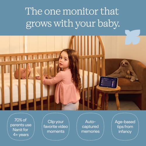 Nanit Smart Baby Monitor System with Floor Stand & 8 Display Screen   Crystal Clear Video  Real Time Notifications  Sleep Insights   Baby Must Have for Parents
