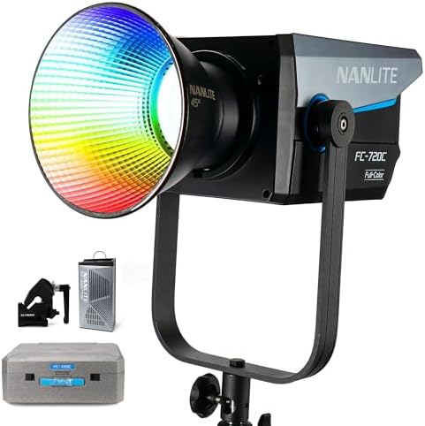 Nanlite FC-720C 720W RGBW LED luz de video, iluminación de estudio a todo color con 2700K-7500K, alto CRI TLCI, montaje Bowens para producción de cine y transmisión, YouTube, transmisión en vivo y