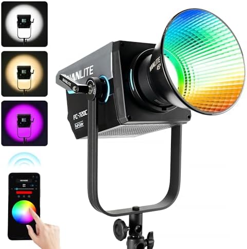 Nanlite FC 720C 750W RGBW LED Video Light  Full Color Studio Spotlight with 2700K 12000K  CRI 96 TLCI 97  Bowens Mount for Film & Broadcast Production YouTube  Live Streaming & Photography