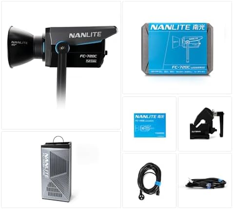 Nanlite FC 720C 750W RGBW LED Video Light  Full Color Studio Spotlight with 2700K 12000K  CRI 96 TLCI 97  Bowens Mount for Film & Broadcast Production YouTube  Live Streaming & Photography