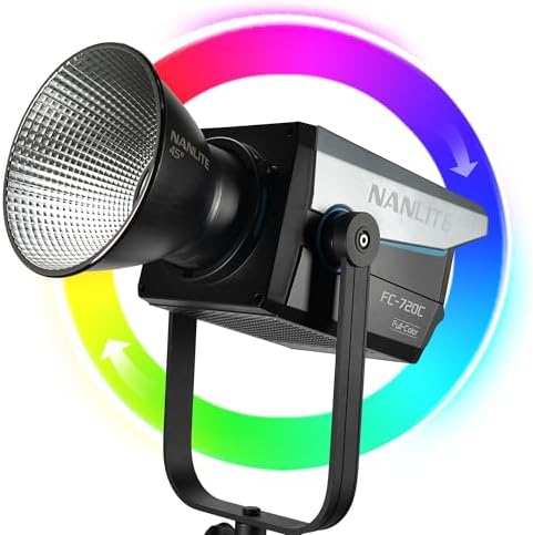 Nanlite FC 720C 750W RGBW LED Video Light  Full Color Studio Spotlight with 2700K 12000K  CRI 96 TLCI 97  Bowens Mount for Film & Broadcast Production YouTube  Live Streaming & Photography