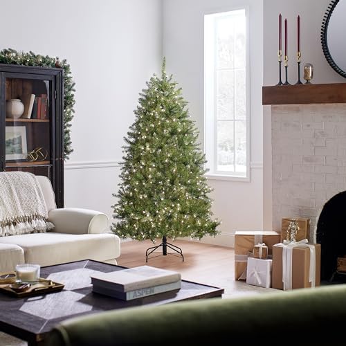 National Tree Company 6 ft Pre Lit Dunhill Fir Artificial Christmas Tree  600 Warm White LED Lights  1 430 Tips  Includes Stand  Green