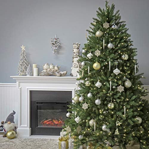 National Tree Company 6 ft Pre Lit Dunhill Fir Artificial Christmas Tree  600 Warm White LED Lights  1 430 Tips  Includes Stand  Green