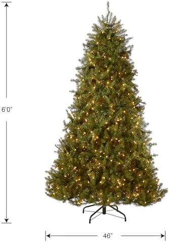 National Tree Company 6 ft Pre Lit Dunhill Fir Artificial Christmas Tree  600 Warm White LED Lights  1 430 Tips  Includes Stand  Green