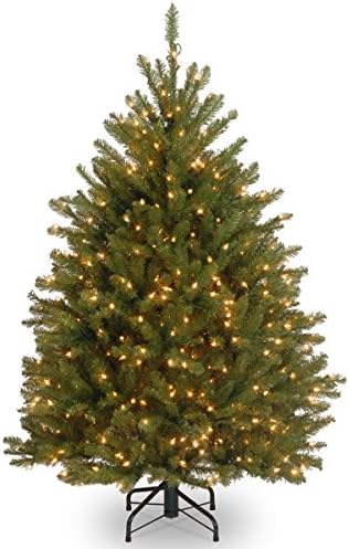National Tree Company 6 ft Pre Lit Dunhill Fir Artificial Christmas Tree  600 Warm White LED Lights  1 430 Tips  Includes Stand  Green